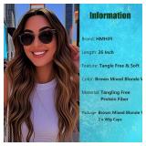 Brown Mixed Blonde Wig Long Blonde Highlight Wavy Wigs for Women Heat Resistant Synthetic Hair Replacement Wigs.