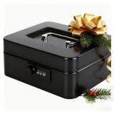 Cash Box with Combination Lock Safe Metal Money Box with Money Tray for Security Lock Box 7.87x 6.30"x 3.35" Black - Retail: $15"