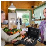 Cash Box with Combination Lock Safe Metal Money Box with Money Tray for Security Lock Box 7.87x 6.30"x 3.35" Black - Retail: $15"