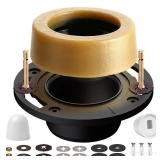 Toilet Flanges and Wax Rings for Toilets with Extended Flanges and Extra Thick Wax Rings for Floor Exit Toilets New Installation or Reinstallation 4 Waste Line for Plumbing Below Floor - Retail: $22"