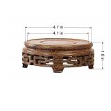 Chinese Back Pattern Round Base Chicken Wing Wood Black Catalpa Wood Home Ornaments Vase Flower Pot Display Stand Carved Flower Pattern - Retail: $23