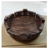 Chinese Back Pattern Round Base Chicken Wing Wood Black Catalpa Wood Home Ornaments Vase Flower Pot Display Stand Carved Flower Pattern - Retail: $23