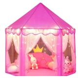 Princess Castle Play Tent for Girls Large Kids Play Tents Hexagon Playhouse with Star Lights Toys for Children Indoor Games (Pink) - Retail: $28