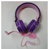 AILIHEN Kids Headphones for School, Safe Volume Limited 93dB, On-Ear HD Mic Stereo Sound Girls Boys Wired Headphones for Kid, Foldable Headset for Travel Computer Plane Kindle Tablet (Pink Purple) - R
