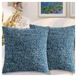 OLSUNOR Chenille Throw Pillow Covers 18x18 Inch Set of 2, Square Decorative Pillow Cover w/Hidden Zipper, Spray-Dyed Yarn Boho Farmhouse Accent Pillow Cases for Couch, Sofa, Bed, Car, Living Room - Re