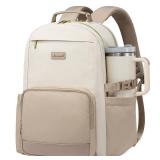 Laptop Backpack for Women with Pouch Pocket for Large Capacity Cup,18 Inch Laptop Computer Bag Travel Backpack Purse, Waterproof Work Business Backpack College Teacher Bags, Beige-Khaki - Retail: $60