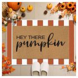 2 Pcs Thanksgiving Doormats Hey There Pumpkin Welcome Door Mats Fall Front Porch Layered Door Rugs Non Slip Floor Mats for Entryway Indoor Outdoor Decor - Retail: $22