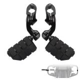 1.25 Highway Foot Pegs, Short Angled Adjustable Highway Pegs w/Mounts for Harley Touring Street Glide Electra Glide Road King Softail CVO Dyna Trike VRSC Sportster w/1-1/4" Engine Guard,Black#2 - Reta