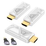 Wireless HDMI Transmitter and 2 Receivers, Dual Display HDMI Wireless Extender Kit Sync to 2 Screens, 5G/328FT/1080P Plug & Play for Simultaneous Audio/Video on TVs/Projectors/Monitors