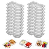 20 Set Reusable Snack Containers, 2-Compartment Dipping Containers with Lid for Refrigeration, Portion Control, Outdoor Takeaway Sauce Dip Case