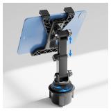 Cup Holder Car Tablet Mount for Truck, Universal iPad Holder for 7-11 iPad Pro Air Mini, Galaxy Tab, Adjustable Arm, Extendable & Flexible Car Mount for Road Trip Essentials, Travel Accessories - Reta