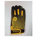 Youth Football Gloves, Sticky Wide Receiver Gloves for Kids, White and Gold Stretch Fit Football Glove (Black and Gold, XX-Large) - Retail: $24