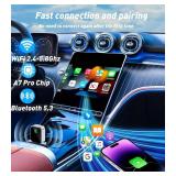Wireless CarPlay Adapter for iPhone(2025 Upgraded),Mini Size & Plug - Play, Converts Wired to Wireless Apple CarPlay, No Delay Carplay Dongle for Apple iOS 10+/Android 11+ and Above - Retail: $20