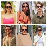 Sunglasses for Women & Men, Square, Retro, Polarized Lens, Trendy Aviator, 90s Shades (SJ2229, Black Grey) - Retail: $16