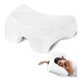 Side Sleeper Pillow with Arm Hole, Shoulder Relief System, Arm Pillow for Neck and Shoulder Pain, Premium Memory Foam, Suitable for Side, Back and Stomach Sleepers - White - Retail: $80