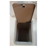 Bathroom Trash Can with Lid, 4 Gallon / 15 Liter Small Garbage Can, Press Top Bin, Plastic Wastebasket with Pop-Up Lid for Bedroom, Living Room, Office (Grey) - Retail: $22