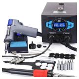 WEP 948D III Upgraded 2-IN-1 ESD Safe Soldering Desoldering Station with Fast-Heating Desoldering Gun & Soldering Iron, Sleep Mode, Automatic Shutdown, Temperature Calibration with 31 Pcs Accessories 