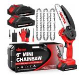 Mini Chainsaw 6 Inch, Gardtech Cordless Portable Electric Chain Saw Handheld Electric Chainsaws with 2025 Upgraded 4 Chains 2 Batteries Good for Olders, DIYer, Gardeners Continuously 2 Hours Work