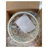 Boho Ceiling Light Fixtures Cream White Rattan Chandelier Light Small Rattan Flush Mount Ceiling Light Hand-Woven Chandelier for Nursery Light Fixture Kitchen Farmhouse Bedroom Chandeliers - Retail: $