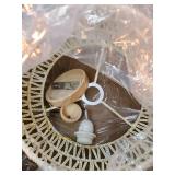 Boho Ceiling Light Fixtures Cream White Rattan Chandelier Light Small Rattan Flush Mount Ceiling Light Hand-Woven Chandelier for Nursery Light Fixture Kitchen Farmhouse Bedroom Chandeliers - Retail: $