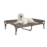 Cooling Elevated Dog Bed, XL Raised Pet Cot with Guardrail & Slope Headrest, Durable Breathable Teslin Mesh, Non-Slip Feet, Washable Dog Couch Bed for Indoor & Outdoor, 50.5 x 33.5, Brown - Retail: $5