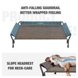 Cooling Elevated Dog Bed, XL Raised Pet Cot with Guardrail & Slope Headrest, Durable Breathable Teslin Mesh, Non-Slip Feet, Washable Dog Couch Bed for Indoor & Outdoor, 50.5 x 33.5, Brown - Retail: $5