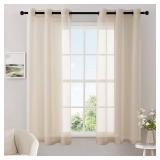 MIULEE Solid Color Sheer Curtains 63 Inches Long 2 Panels Set - Elegant Lightweight Grommet Light Filtering Window Voile Panels/Drapes/Treatment for Bedroom Living Room W42 x L63 Inch, Cream - Retail: