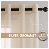 MIULEE Solid Color Sheer Curtains 63 Inches Long 2 Panels Set - Elegant Lightweight Grommet Light Filtering Window Voile Panels/Drapes/Treatment for Bedroom Living Room W42 x L63 Inch, Cream - Retail: