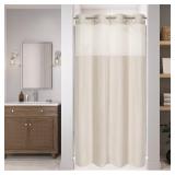 Stall No Hooks Needed Linen Textured Shower Curtain with Snap-in Fabric Liner Set, Hotel Luxury Decor Shower Curtains for Bathroom, Waterproof & Washable,54Wx80H,Cream - Retail: $37