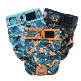 Washable Dog Diapers (3 Pack), Reusable Dog Diapers for Doggie Heat Period, Reusable Doggie Diaper for Female Dogs (Giraffe, Tucan, Fox, XX-Large) - Retail: $28
