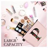 Personalized Makeup Bag, Initial Letter P Makeup Bag for Women Girl Christmas Gift Monogram Cosmetic Bag Pink Personalized Toiletry Pouch, For Mom Grandma Sister Friends Thanksgiving Christmas Gift - 