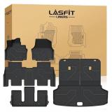 LASFIT Floor Mats & Cargo Mats for KIA EV9 2026 2025 2024 (Only Fit for 6-Seats 2nd Bucket Seat, Not 7-Seats), All Weather TPE Custom Fit Kia EV9 2024-2026 Full Set Car Accessories Floor Liners - Reta