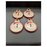 Snowman Shaped Holiday Dessert Plates Set of 4