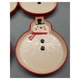 Snowman Shaped Holiday Dessert Plates Set of 4