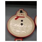 Snowman Shaped Holiday Dessert Plates Set of 4