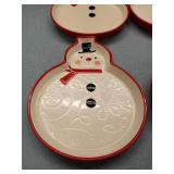 Snowman Shaped Holiday Dessert Plates Set of 4