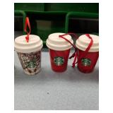 Starbucks Christmas Tree Display with Mini Cup Ornaments