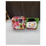 Thirty One Christmas Mini Storage Bin Hello Holiday Multicolor Snow Tree Jolly And Snowman