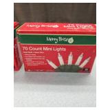 (2) Christmas Light Merry Brite 70 Count Mini Lights X 4 Clear Bulb / Green Wire