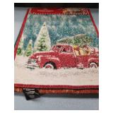Christmas Red Truck Tapestry Table Runner