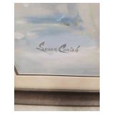 Winter Snowman with Cardinals Framed Art Print