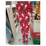Disney Mickey Mouse fleece pajamas red snowman footie sleeper medium