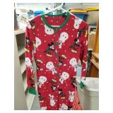 Disney Mickey Mouse fleece pajamas red snowman footie sleeper medium