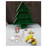 Christmas Tree Display with Holiday Ornaments Set