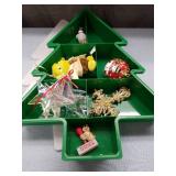 Christmas Tree Display with Holiday Ornaments Set
