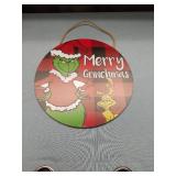 Merry Grinchmas Buffalo Plaid Ornament Sign