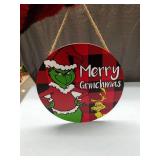 Merry Grinchmas Buffalo Plaid Ornament Sign