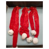 (3) Christmas House Scarf 46.5\" X 3.5\" Soft Fuzzy Santa Red Jingle Bells Holiday