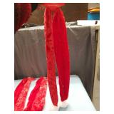 (3) Christmas House Scarf 46.5\" X 3.5\" Soft Fuzzy Santa Red Jingle Bells Holiday