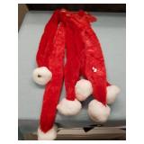 (3) Christmas House Scarf 46.5\" X 3.5\" Soft Fuzzy Santa Red Jingle Bells Holiday